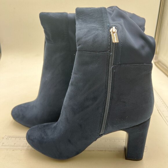 Navy Women Over The Knee Chunky High Heels Stretch Thigh High Zipper Long Boot - Picture 3 of 6